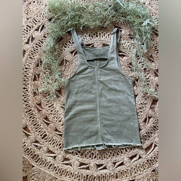 Olive Green Overalls Dress - Picture 5 of 10